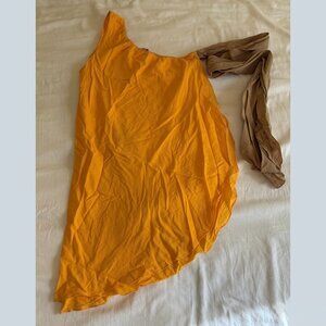 Anthropologie Echo Crest & Fall One Shoulder Swim Cover-up L Yellow & Tan